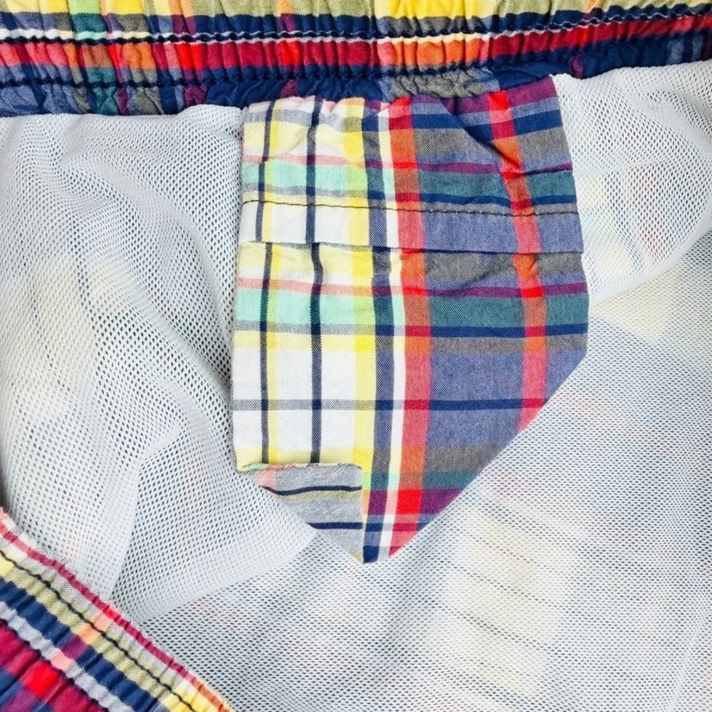 Vintage Polo Ralph Lauren Swim Trunks Men XL Madras Plaid Lined‎ Mesh Shorts 90s